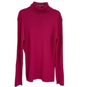 Boston Proper Pink Turtleneck Sweater Size Large Long Sleeves Pullover Rib Knit